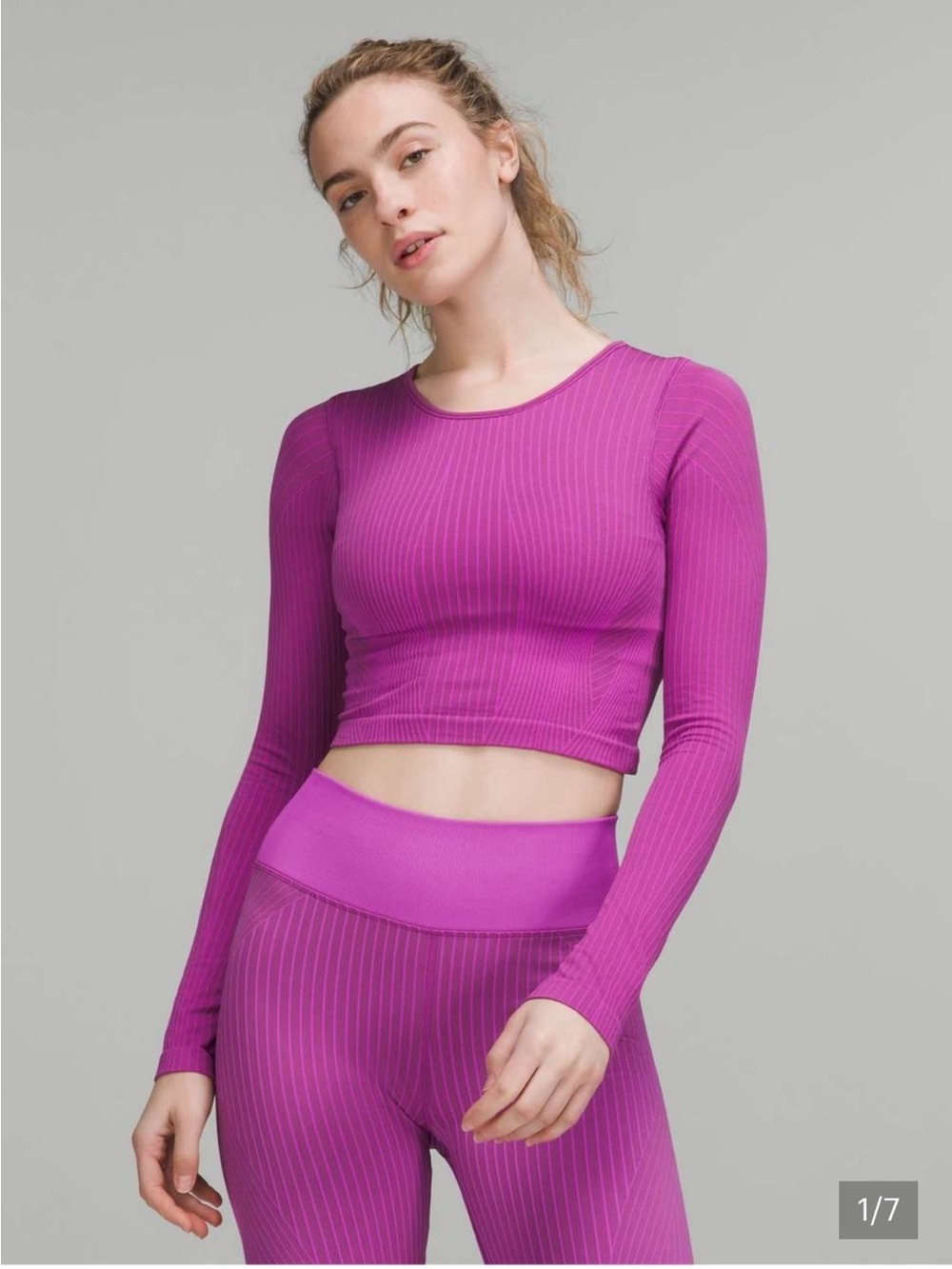 lululemon athletica Ebb to Street Long Sleeve Crop Top in Vivid Plum Size 8